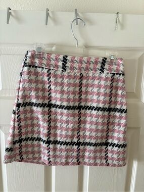 Pink Vintage Topshop Plaid Tweed Houndstoof Clueless Skirt